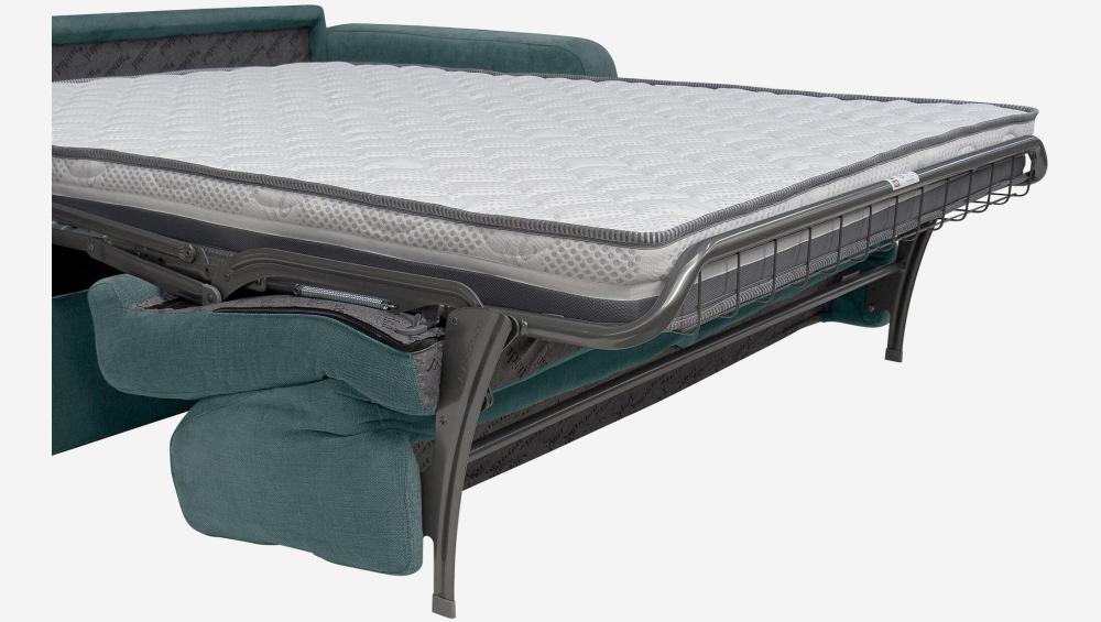 Canapé convertible 2 places - Couchage lattes larges 140 cm - Matelas en mousse haute résilience 18 cm - Tissu Cerado Bleu brume