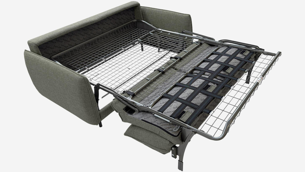 Canapé convertible 2 places - Couchage 140 cm - Matelas en mousse haute résilience 14 cm - Tissu Lipari Gris