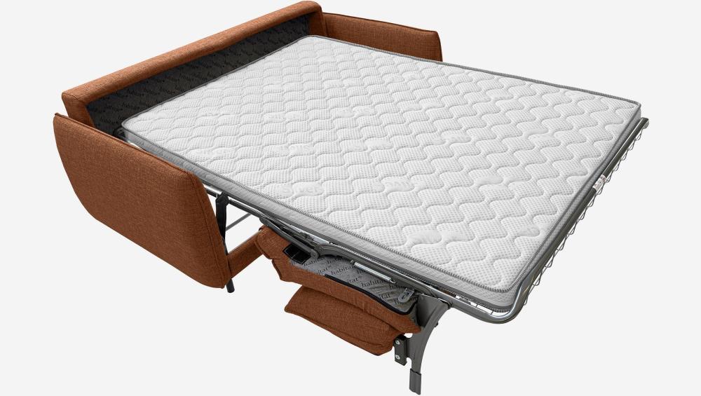 Canapé convertible 2 places - Couchage lattes larges 140 cm - Matelas en mousse haute résilience 18 cm - Tissu Lipari Terracotta