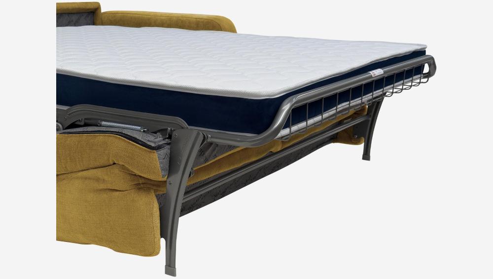 Canapé convertible 2 places - Couchage 140 cm - Matelas en mousse haute résilience 14 cm avec surmatelas - Tissu Cerado Jaune argile