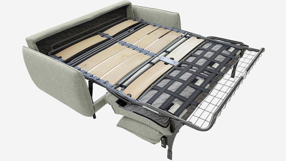 Canapé convertible 2 places - Couchage lattes larges 140 cm - Matelas en mousse haute résilience 18 cm avec surmatelas - Tissu Lipari Gris clair