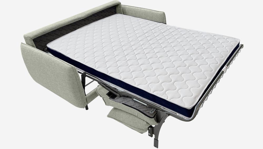 Canapé convertible 2 places - Couchage lattes larges 140 cm - Matelas en mousse haute résilience 18 cm avec surmatelas - Tissu Lipari Gris clair