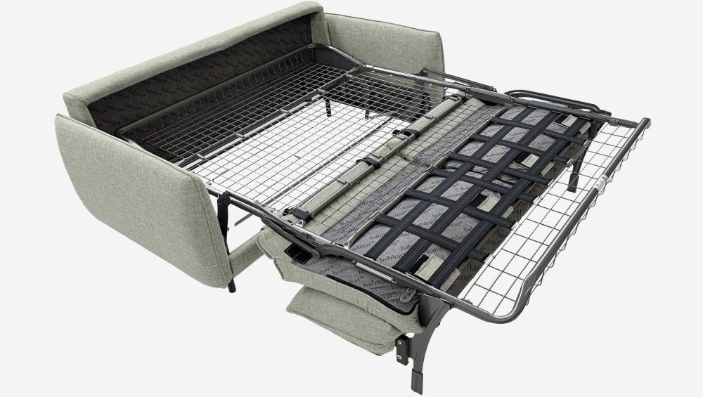 Canapé convertible 3 places - Couchage 160 cm - Matelas en mousse haute résilience 14 cm avec surmatelas - Tissu Lipari Gris clair