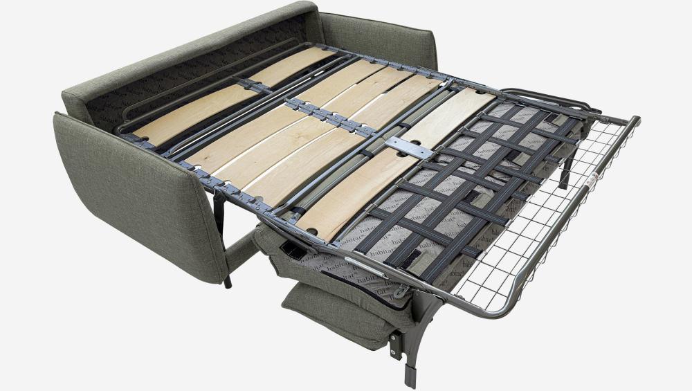 Canapé convertible 3 places - Couchage lattes larges 160 cm - Matelas en mousse haute résilience 14 cm avec surmatelas - Tissu Lipari Gris