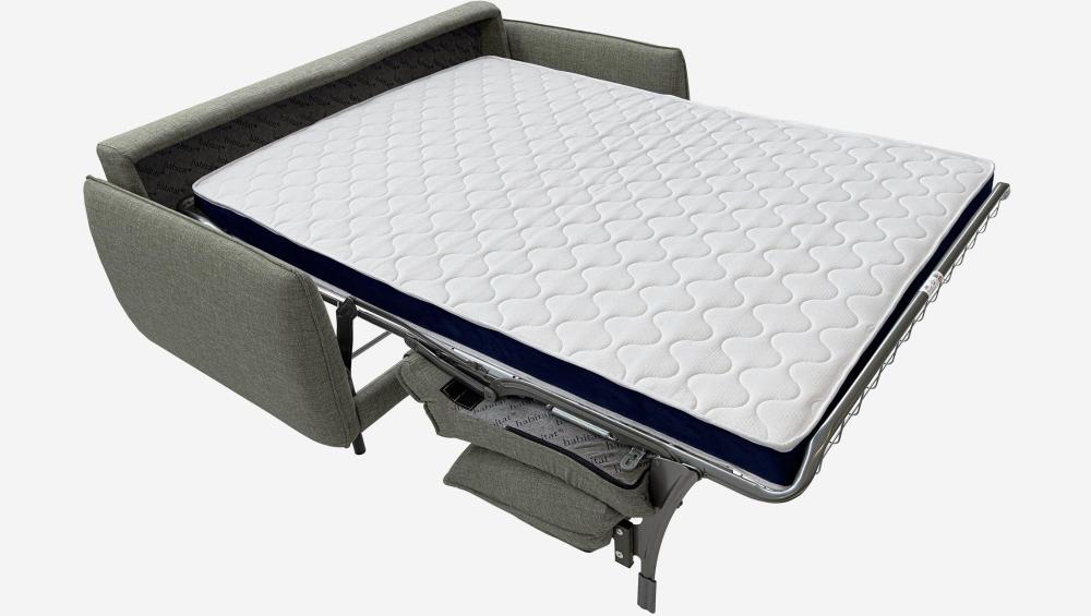 Canapé convertible 3 places - Couchage lattes larges 160 cm - Matelas en mousse haute résilience 14 cm avec surmatelas - Tissu Lipari Gris