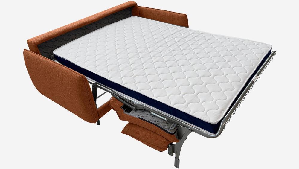 Canapé convertible 3 places - Couchage 160 cm - Matelas en mousse haute résilience 18 cm avec surmatelas - Tissu Lipari Terracotta