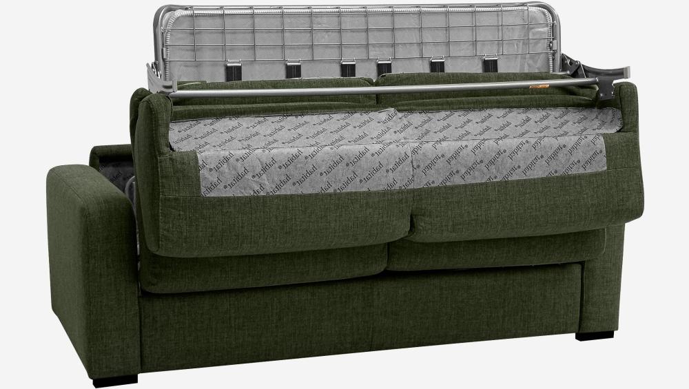 Canapé convertible 3 places - Couchage lattes larges 160 cm - Matelas en mousse haute résilience 14 cm avec surmatelas - Tissu Lipari Vert foncé