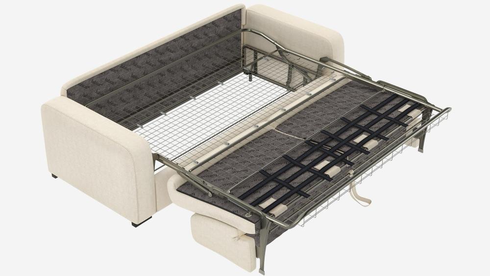 Canapé convertible 2 places - Couchage 140 cm - Matelas en mousse 14 cm - Tissu Lipari Beige