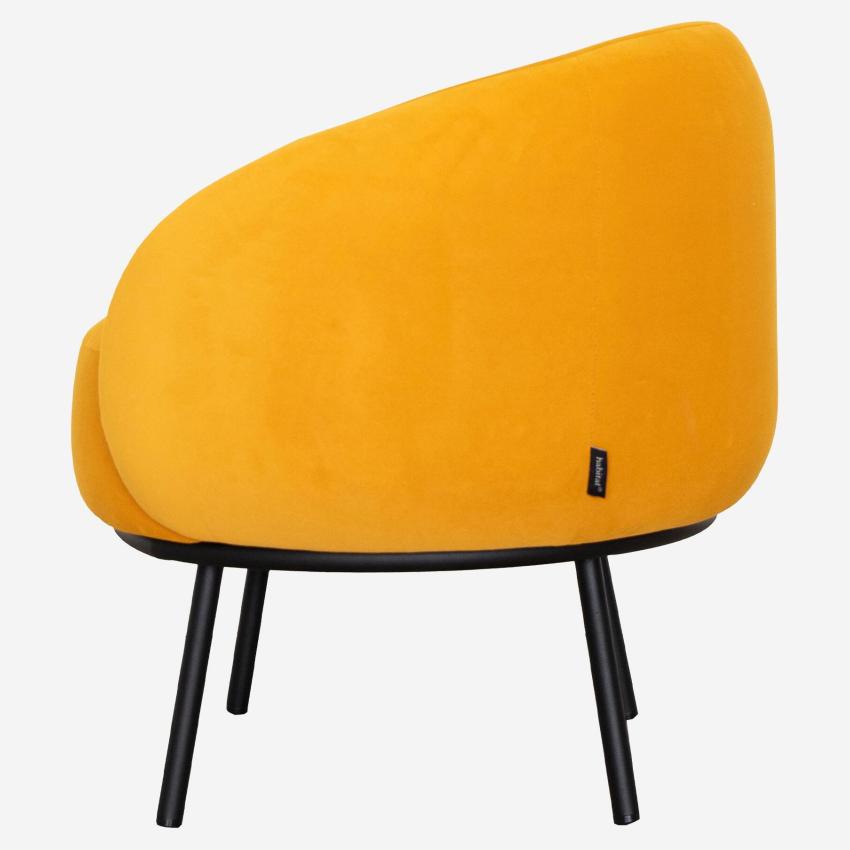 Fauteuil en velours et métal - Jaune ocre et noir - Design by Adrien Carvès