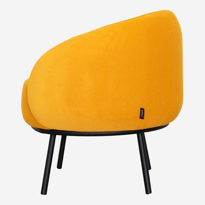 Fauteuil en velours et métal - Jaune ocre et noir - Design by Adrien Carvès