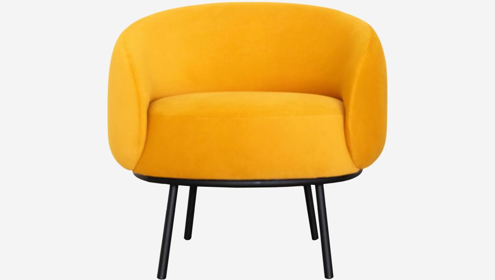 Fauteuil en velours et métal - Jaune ocre et noir - Design by Adrien Carvès