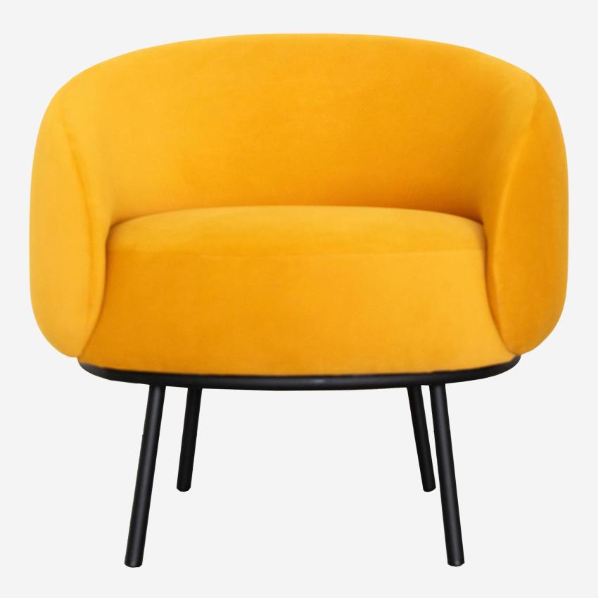 Fauteuil en velours et métal - Jaune ocre et noir - Design by Adrien Carvès