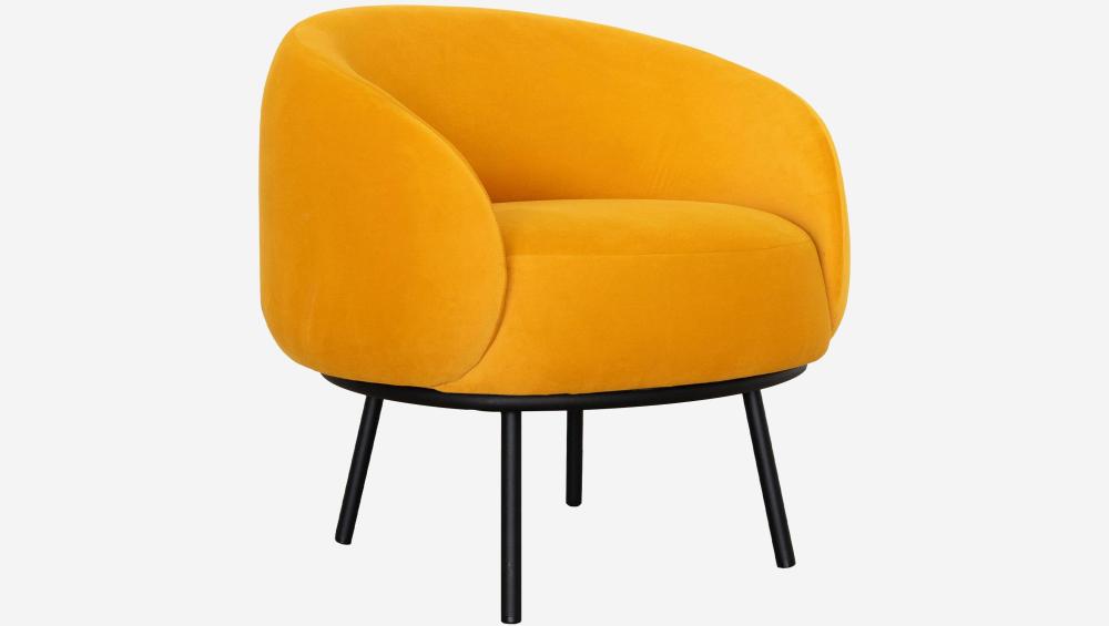 Fauteuil en velours et métal - Jaune ocre et noir - Design by Adrien Carvès