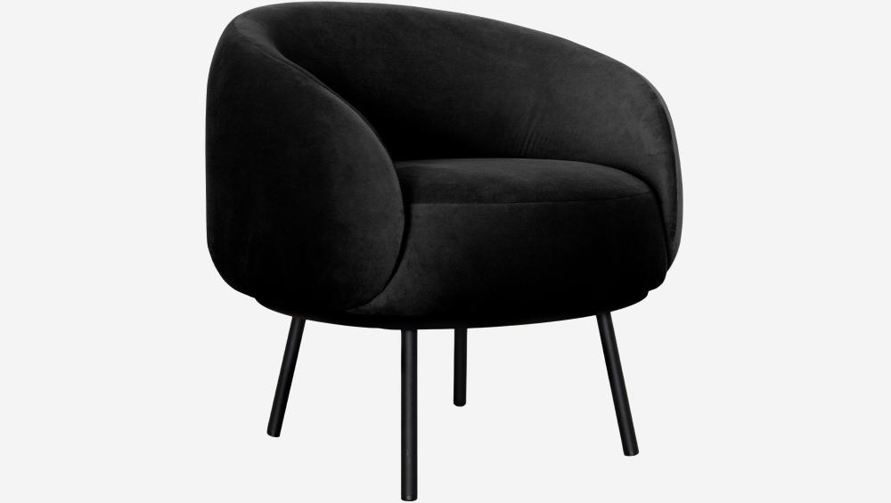 Fauteuil en velours et métal - Noir obsidienne - Design by Adrien Carvès