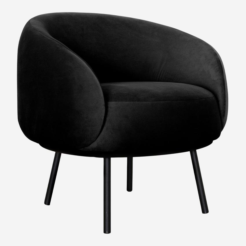 Fauteuil en velours et métal - Noir obsidienne - Design by Adrien Carvès