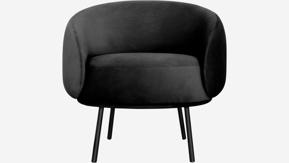 Fauteuil en velours et métal - Noir obsidienne - Design by Adrien Carvès