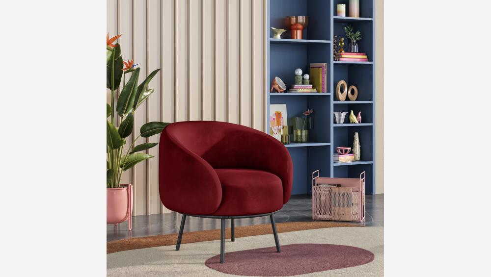 Fauteuil en velours et métal - Rouge cerise et noir - Design by Adrien Carvès