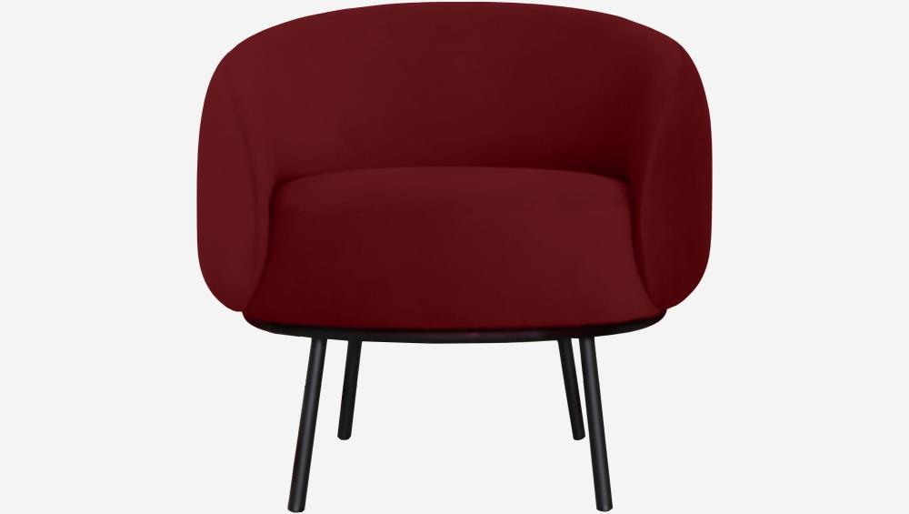 Fauteuil en velours et métal - Rouge cerise et noir - Design by Adrien Carvès