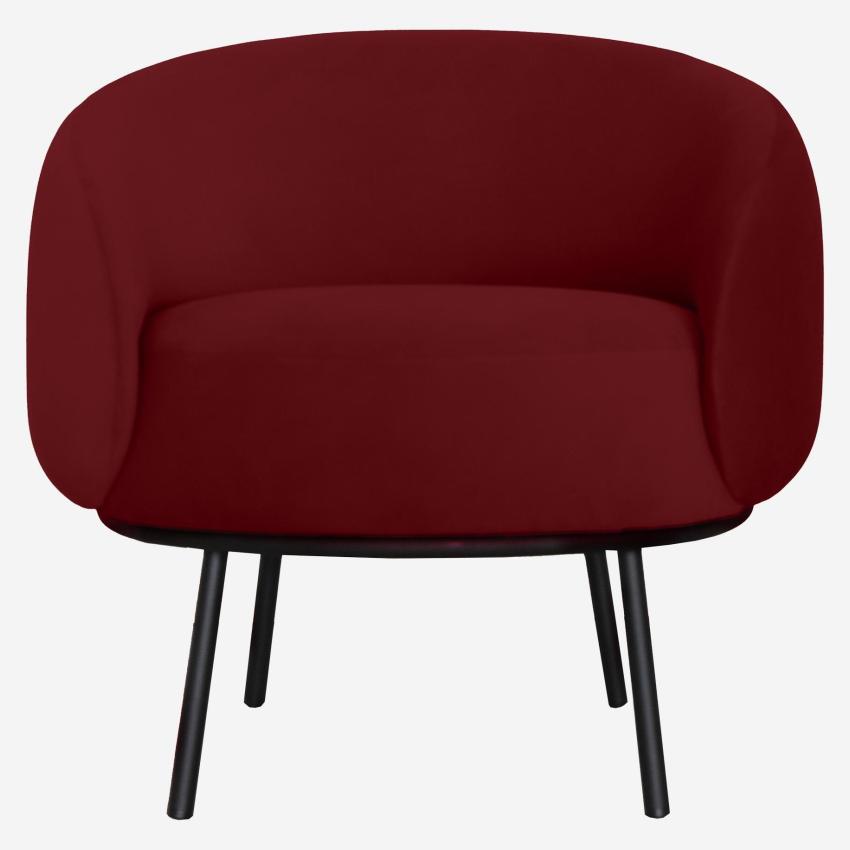 Fauteuil en velours et métal - Rouge cerise et noir - Design by Adrien Carvès