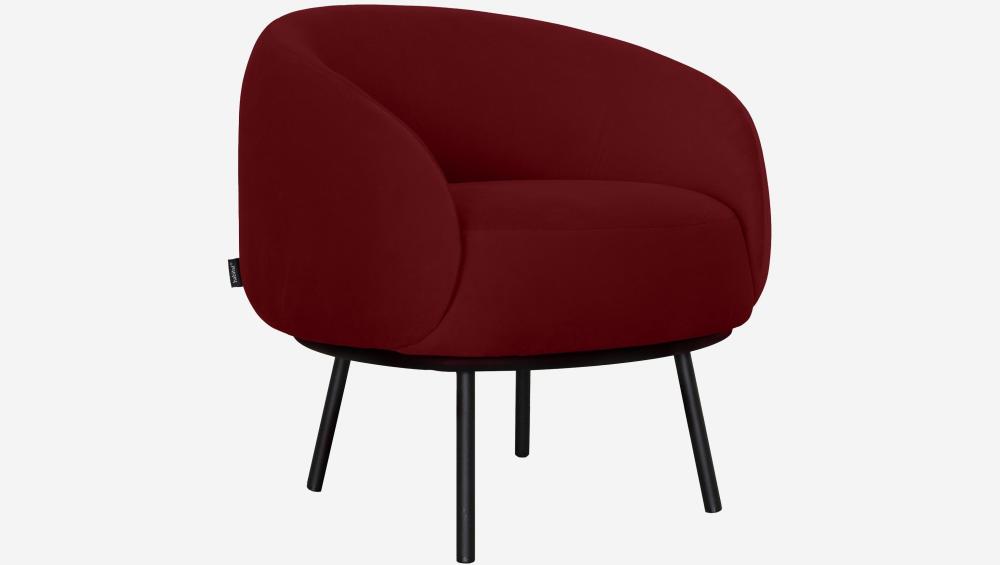 Fauteuil en velours et métal - Rouge cerise et noir - Design by Adrien Carvès