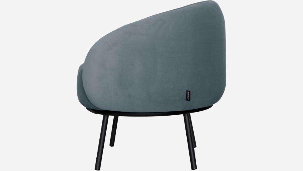 Fauteuil en velours et métal - Bleu brume et noir - Design by Adrien Carvès