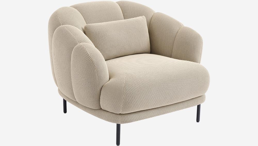 Fauteuil en tissu 3D et métal - Sable et noir