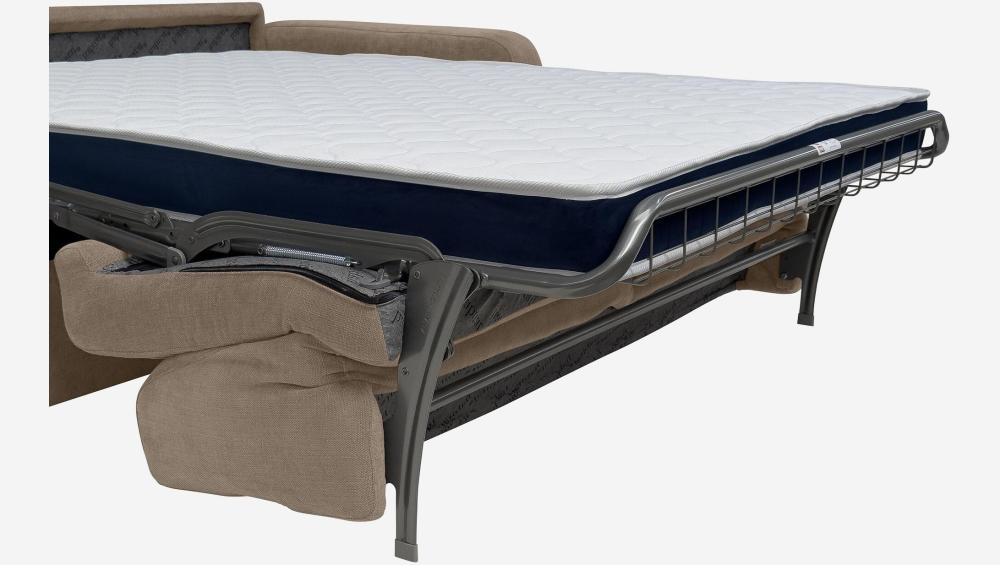 Canapé convertible 2 places - Couchage lattes larges 140 cm - Matelas en mousse haute résilience 18 cm avec surmatelas - Tissu Cerado Taupe