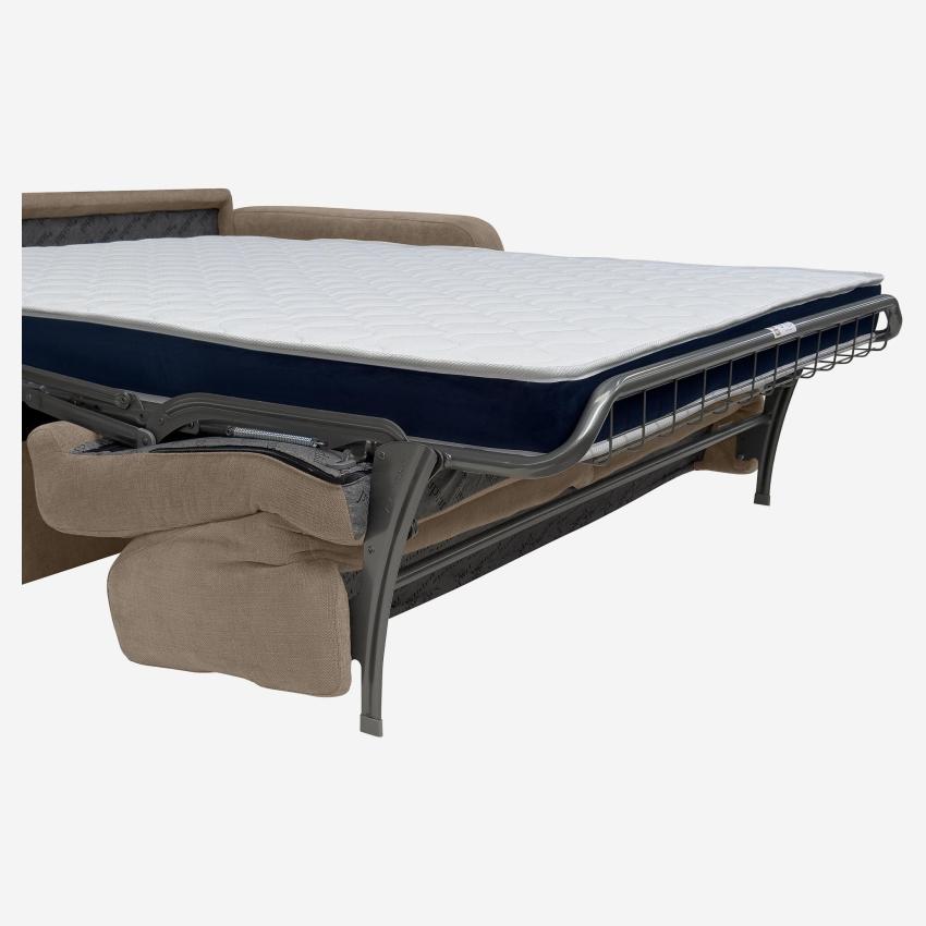 Canapé convertible 2 places - Couchage lattes larges 140 cm - Matelas en mousse haute résilience 18 cm avec surmatelas - Tissu Cerado Taupe