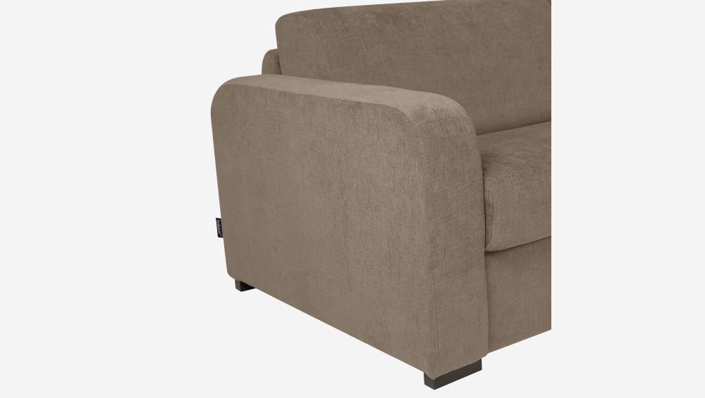 Canapé convertible 2 places - Couchage lattes larges 140 cm - Matelas en mousse haute résilience 18 cm avec surmatelas - Tissu Cerado Taupe