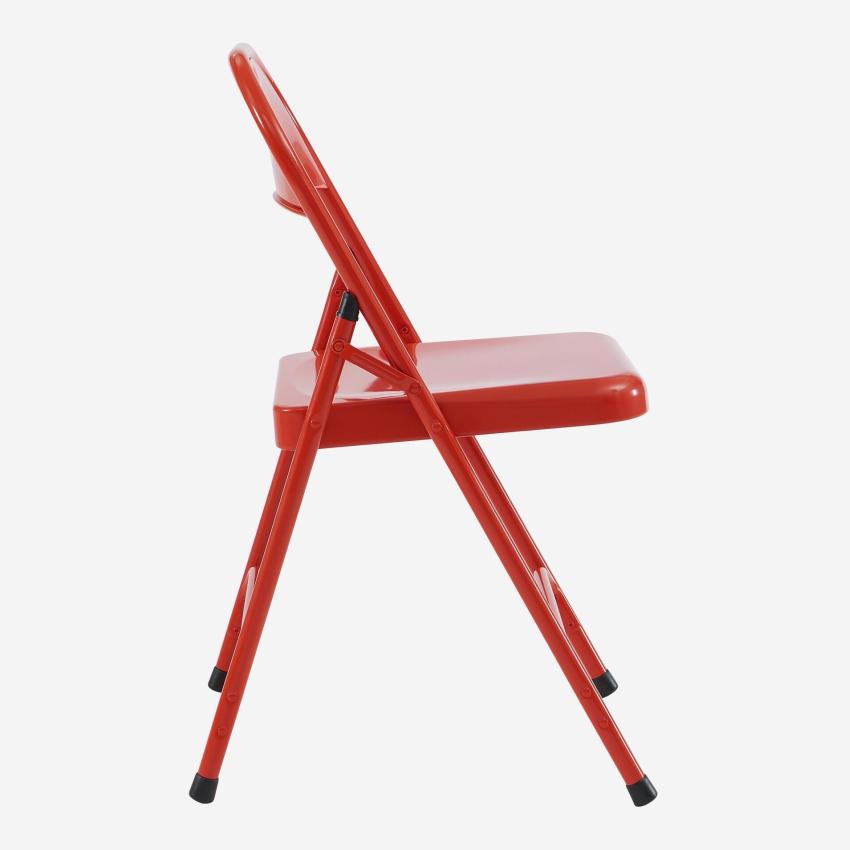 Lot de 4 chaises pliantes en acier laqué - Rouge coquelicot