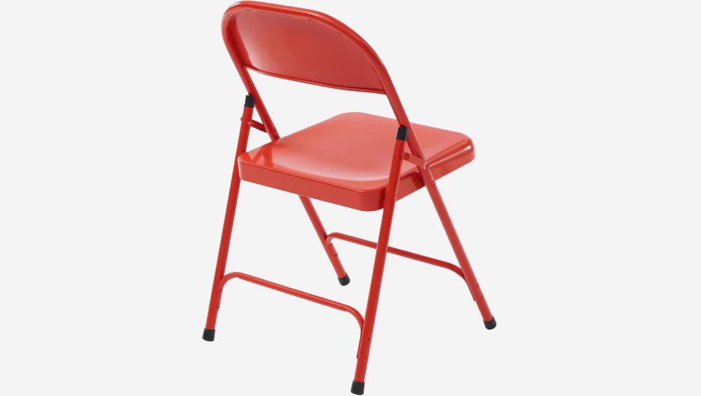 Lot de 4 chaises pliantes en acier laqué - Rouge coquelicot