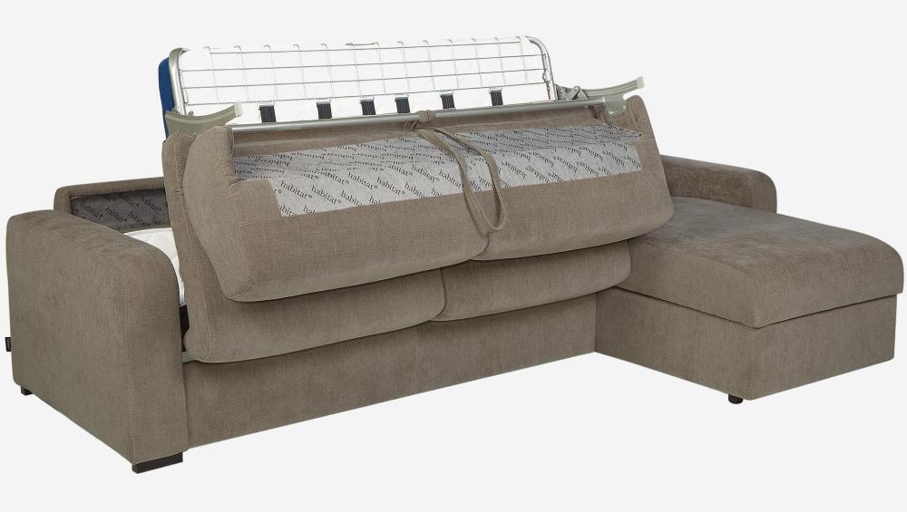 Canapé d'angle convertible - Couchage 140 cm - Matelas en mousse haute résilience 14 cm - Tissu Cerado Taupe