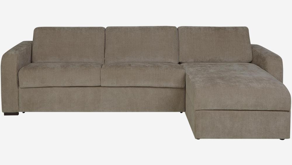 Canapé d'angle convertible - Couchage 140 cm - Matelas en mousse haute résilience 14 cm - Tissu Cerado Taupe