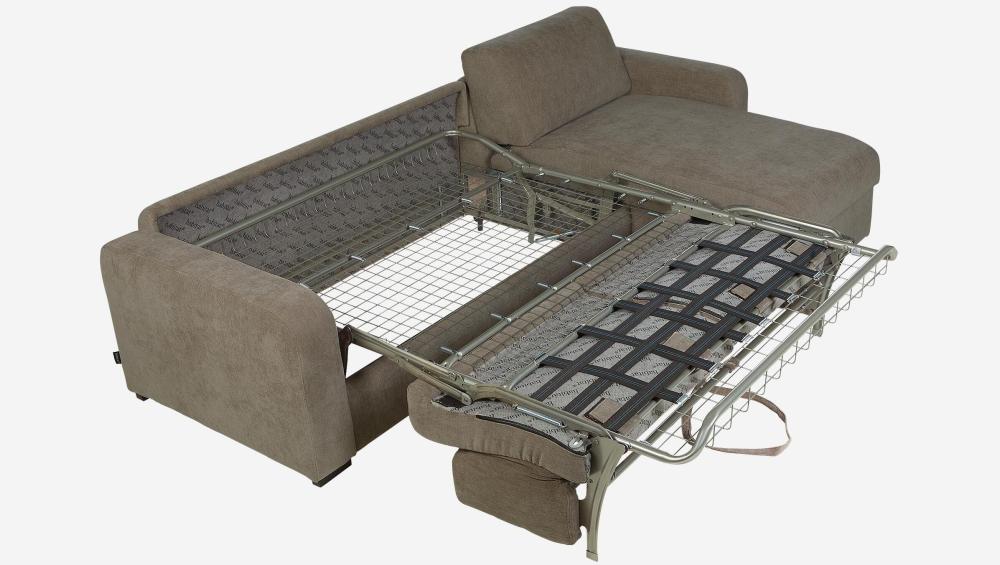 Canapé d'angle convertible - Couchage 140 cm - Matelas en mousse haute résilience 14 cm - Tissu Cerado Taupe