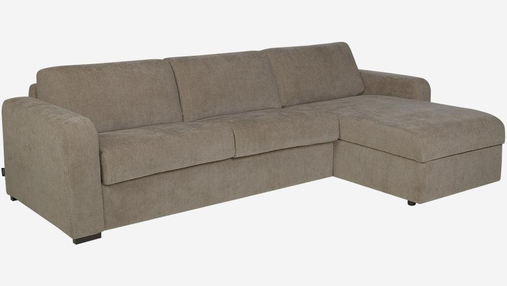 Canapé d'angle convertible - Couchage 140 cm - Matelas en mousse haute résilience 14 cm - Tissu Cerado Taupe