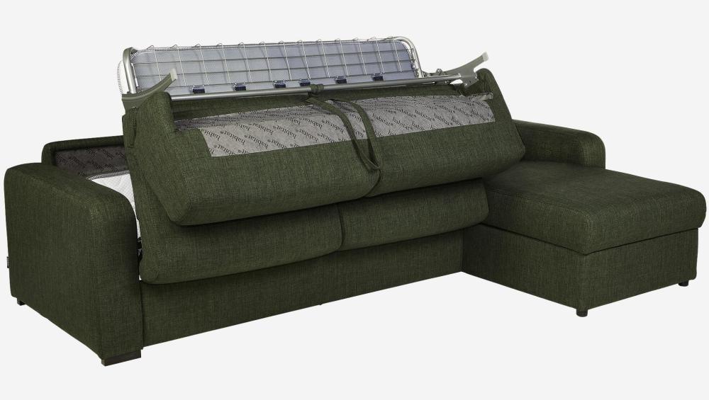 Canapé d'angle convertible - Couchage 140 cm - Matelas en mousse haute résilience 18 cm - Tissu Lipari Vert foncé