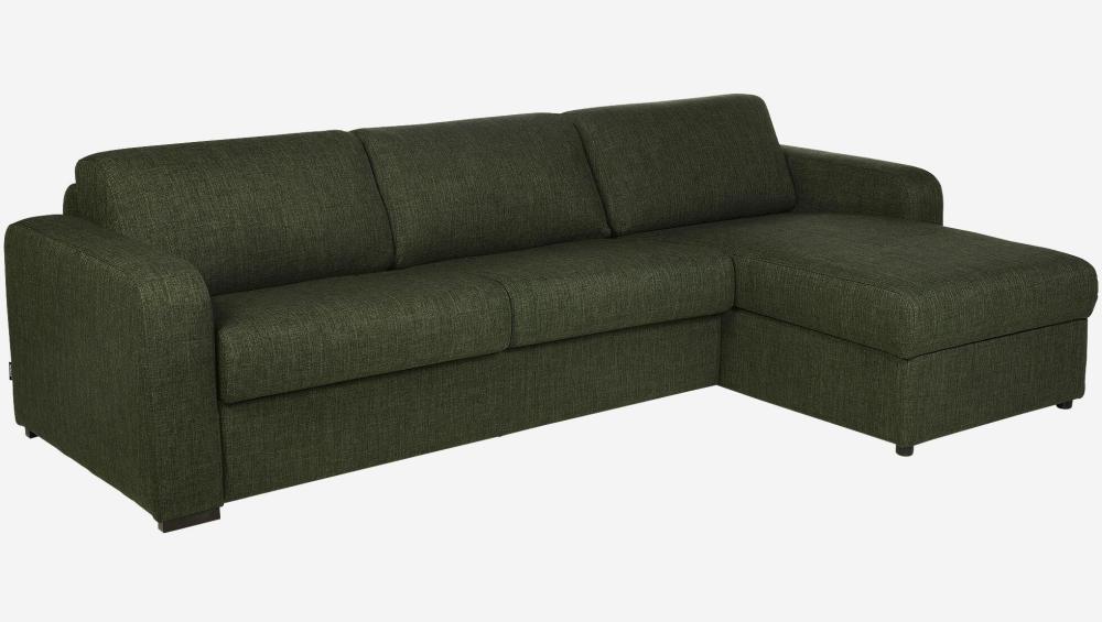 Canapé d'angle convertible - Couchage 140 cm - Matelas en mousse haute résilience 18 cm - Tissu Lipari Vert foncé