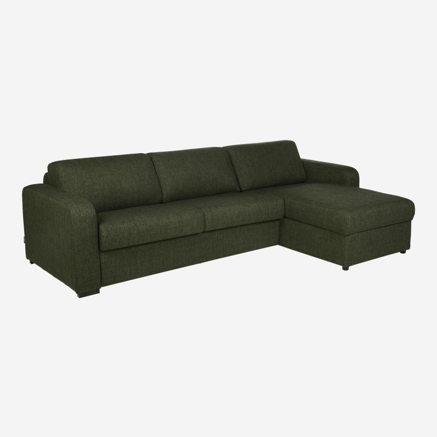 Canapé d'angle convertible - Couchage 140 cm - Matelas en mousse haute résilience 18 cm - Tissu Lipari Vert foncé