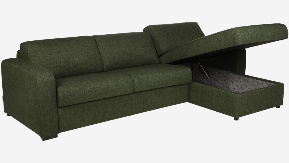 Canapé d'angle convertible - Couchage 140 cm - Matelas en mousse haute résilience 18 cm - Tissu Lipari Vert foncé