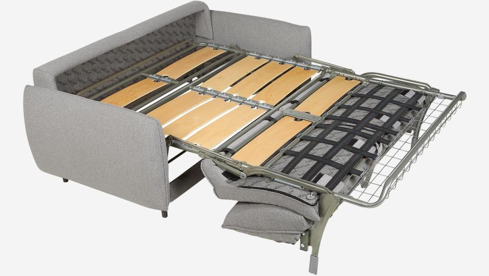 Canapé convertible 2 places - Couchage lattes larges 140 cm - Matelas en mousse haute résilience 14 cm - Tissu Tolfa Gris