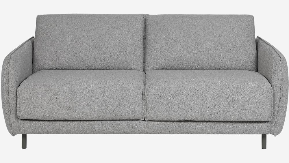 Canapé convertible 2 places - Couchage lattes larges 140 cm - Matelas en mousse haute résilience 14 cm - Tissu Tolfa Gris