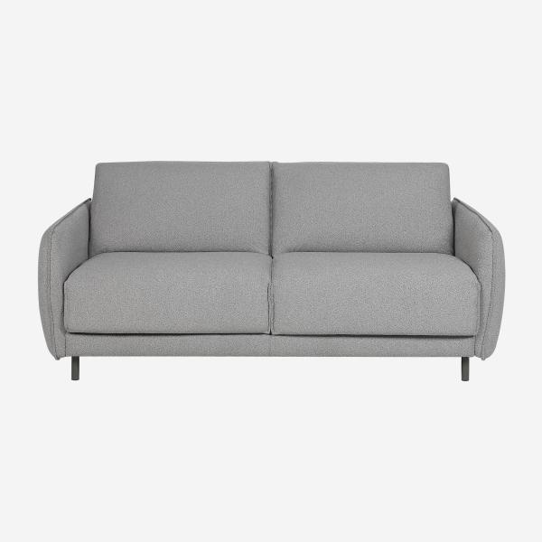 Canapé convertible 2 places - Couchage lattes larges 140 cm - Matelas en mousse haute résilience 14 cm - Tissu Tolfa Gris