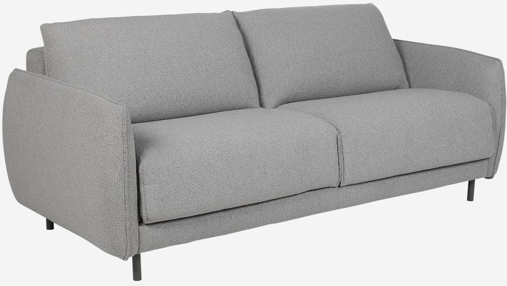 Canapé convertible 2 places - Couchage lattes larges 140 cm - Matelas en mousse haute résilience 14 cm - Tissu Tolfa Gris