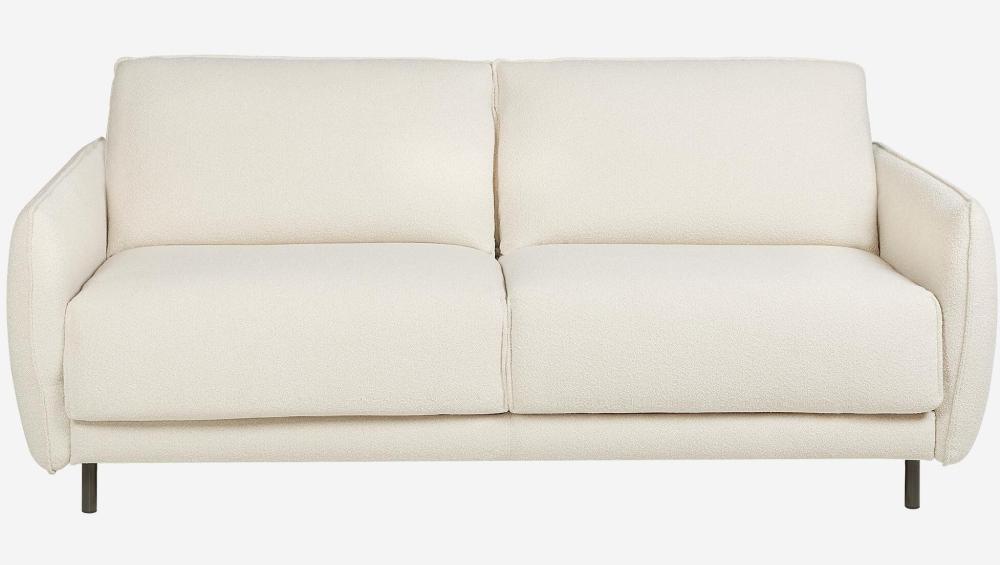 Canapé convertible 2 places - Couchage 140 cm - Matelas en mousse haute résilience 18 cm - Tissu Tolfa Crème