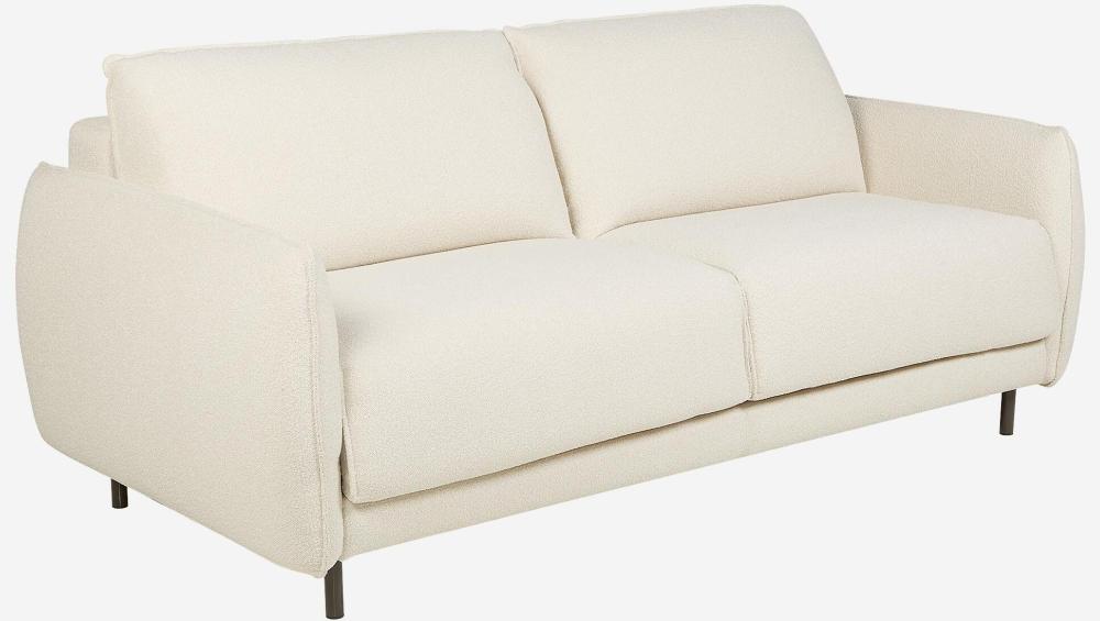 Canapé convertible 2 places - Couchage 140 cm - Matelas en mousse haute résilience 18 cm - Tissu Tolfa Crème