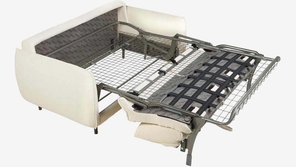 Canapé convertible 2 places - Couchage 140 cm - Matelas en mousse haute résilience 18 cm - Tissu Tolfa Crème