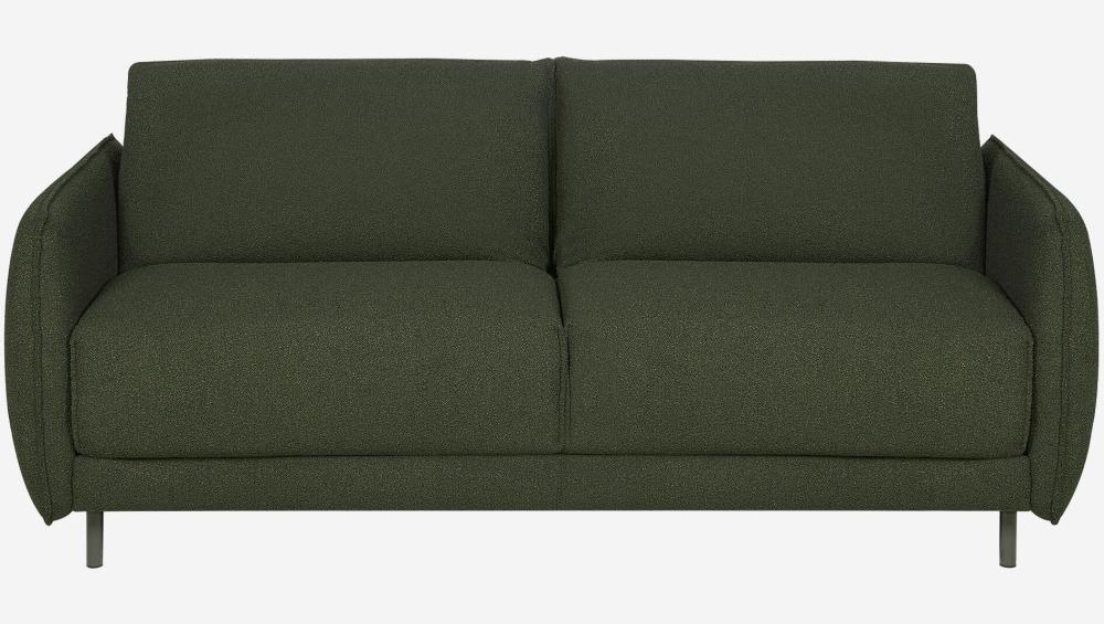 Canapé convertible 3 places - Couchage 160 cm - Matelas en mousse haute résilience 14 cm - Tissu Tolfa Vert kaki