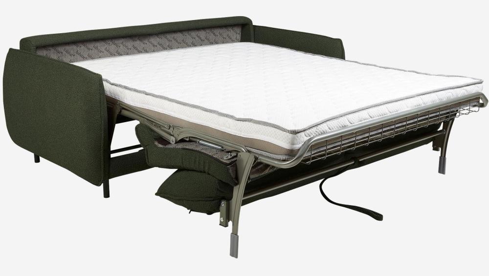 Canapé convertible 3 places - Couchage 160 cm - Matelas en mousse haute résilience 14 cm - Tissu Tolfa Vert kaki