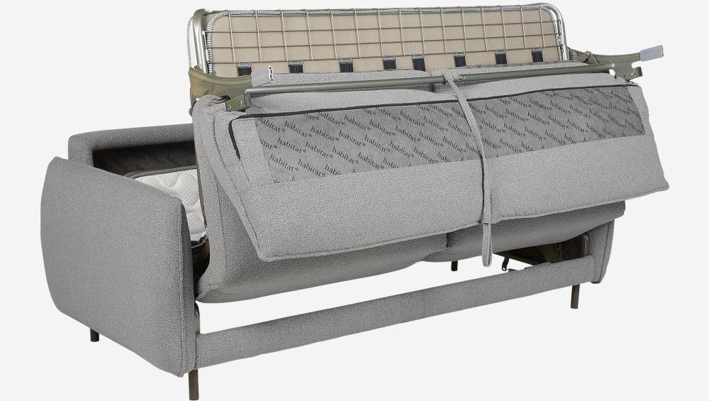 Canapé convertible 3 places - Couchage 160 cm - Matelas en mousse haute résilience 18 cm - Tissu Tolfa Gris