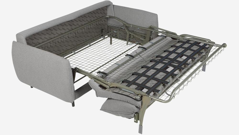 Canapé convertible 3 places - Couchage 160 cm - Matelas en mousse haute résilience 18 cm - Tissu Tolfa Gris